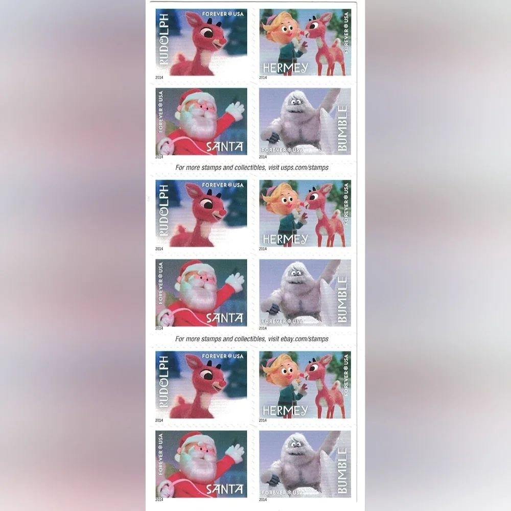 100 Rudolph Red Nosed Reindeer Forever Postage‎ Stamps US Postal USPS Xmas Cards